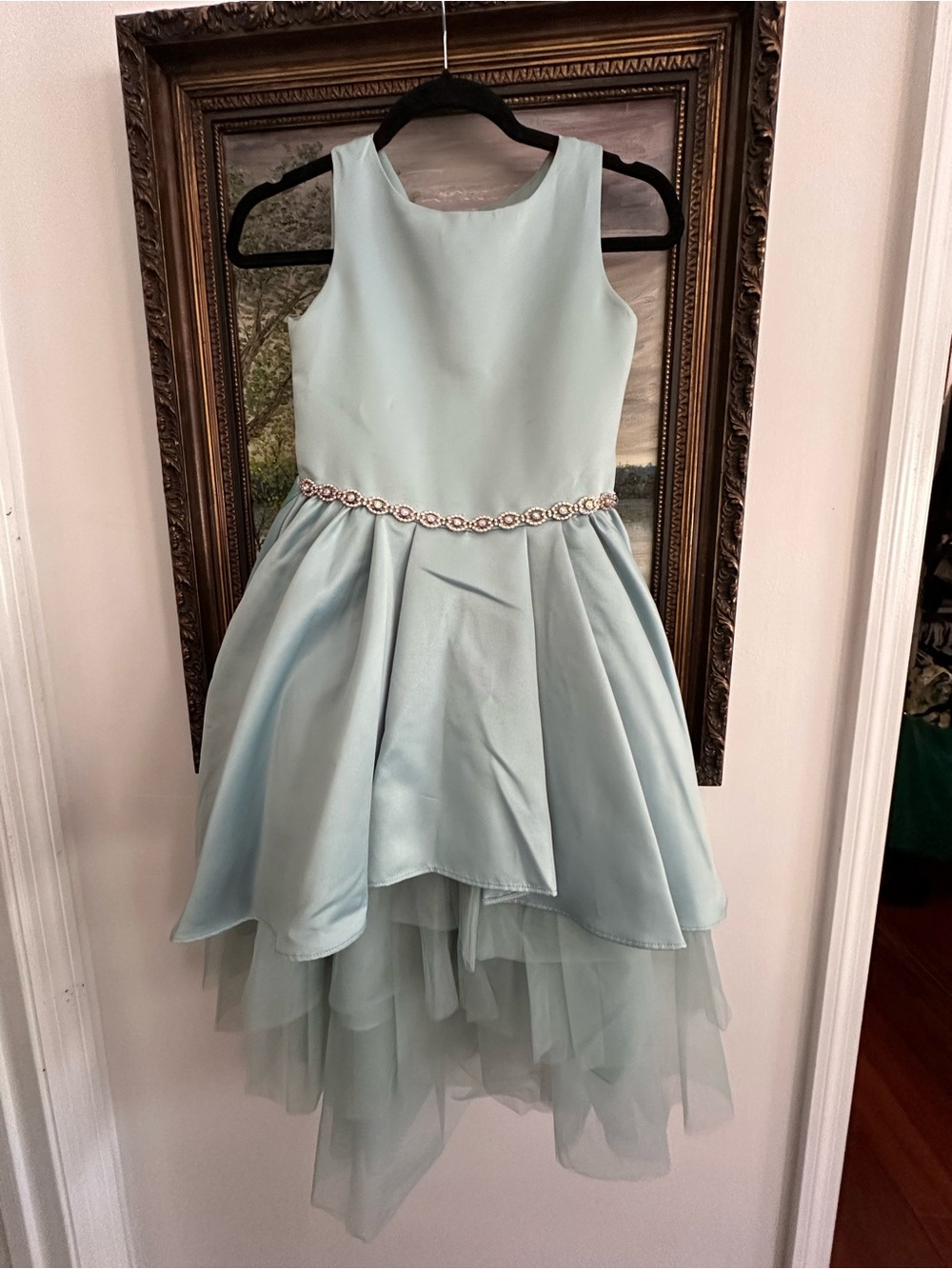 Beautiful girls’s formal dress, light teal